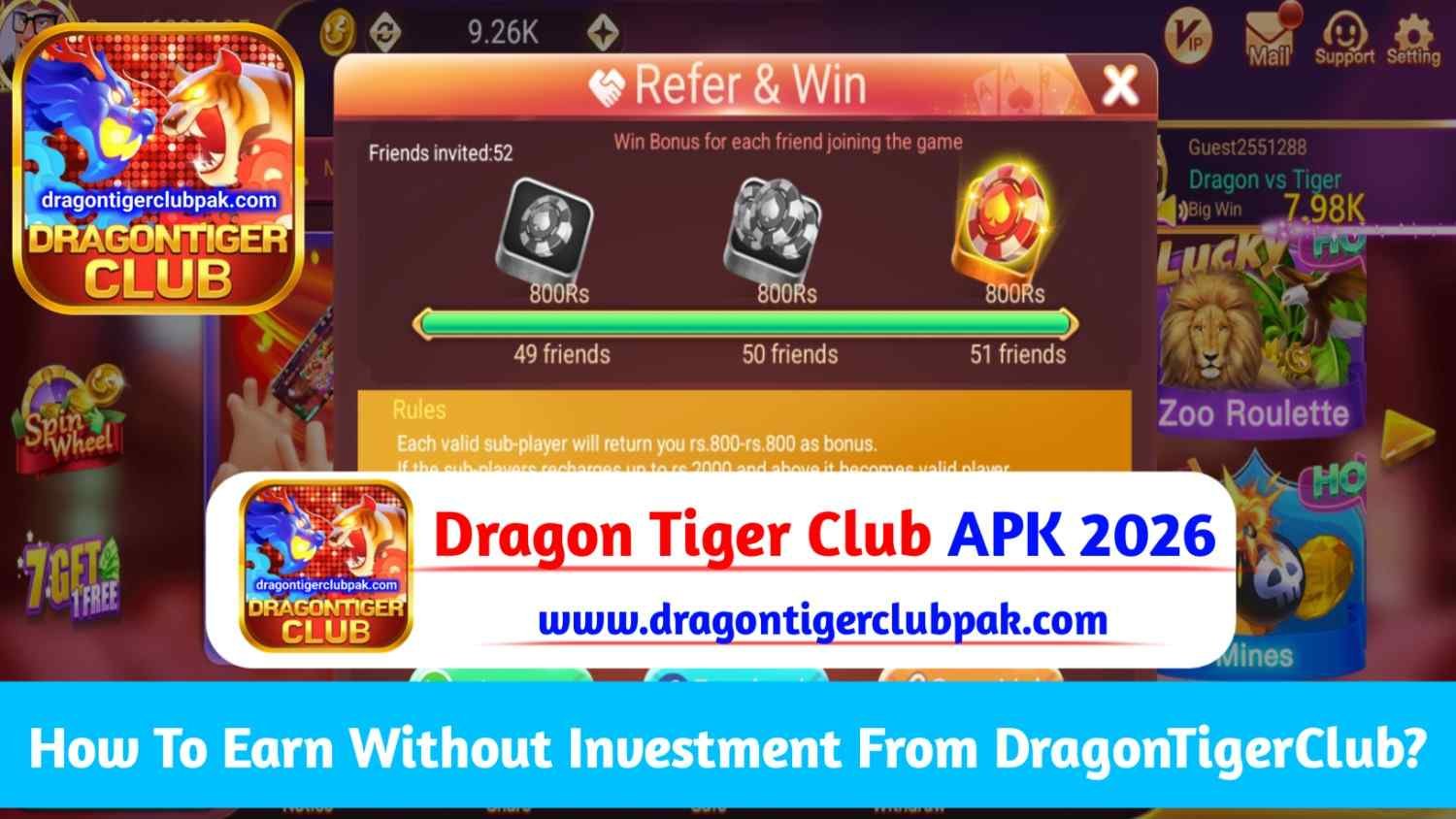 Earn Daily from Dragon Tiger Club Without Investment
