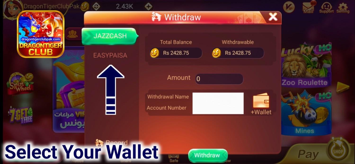 Select Wallet Dragon Tiger Club