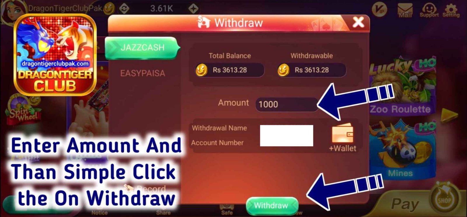 Now Withdraw Dragon Tiger Club